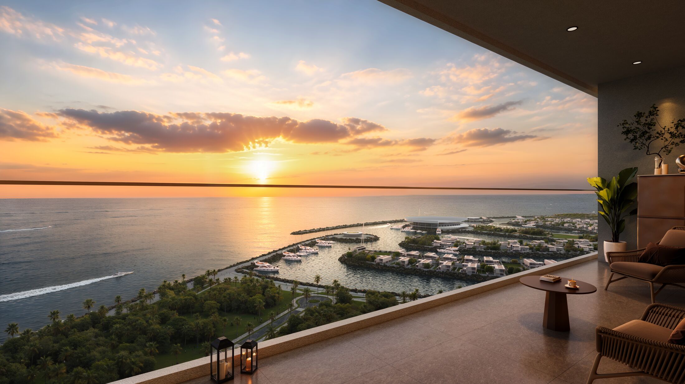 PENINSULA ONE, фасад башни у моря